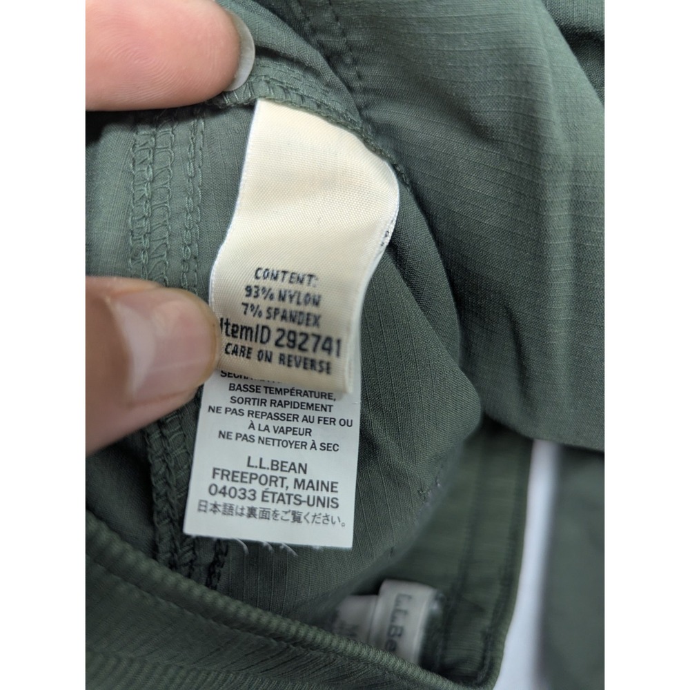 L.L.Bean Vista Camp Cargo Pants M Military Green Stretch Travel Hiking Pull On - Picture 12 of 13